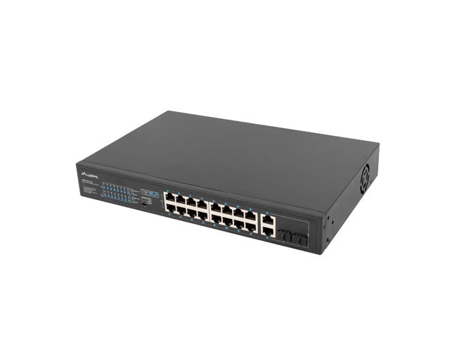 Niezarządzalny PoE+ switch 16 portos Gigabit Ethernet 250W rackhez