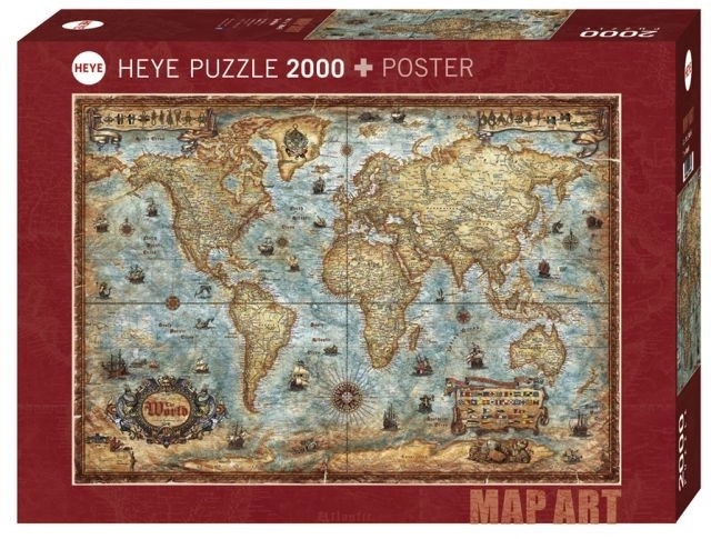 Heye Puzzle Térkép Művészet: Világ 2000 Darab