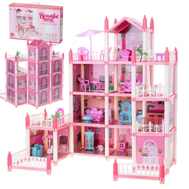 Rózsaszín DIY baba ház villa