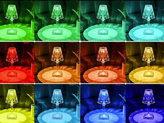 Kő kristály LED RGB éjjeli lámpa távirányítóval