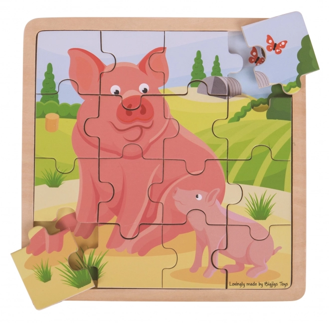 Bigjigs játékok malac és kismalac puzzle