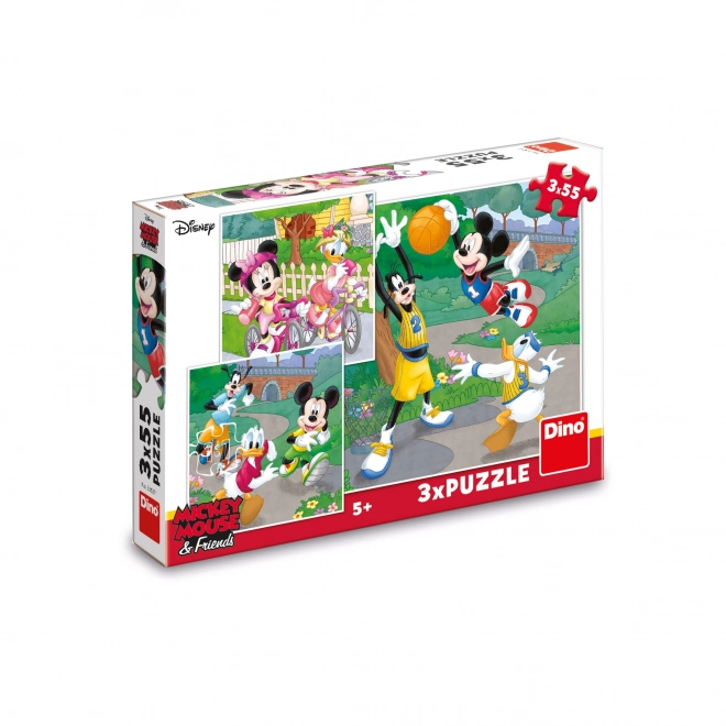 Dino puzzle Mickey Mouse és barátai 3x55 darabos