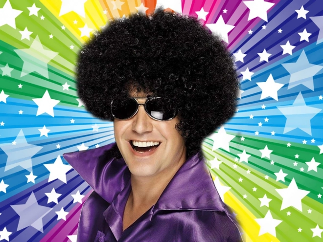 Afro göndör fekete paróka karneváli partyhoz