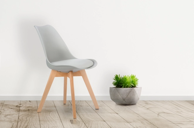 Székek, nappali és étkező székek készlete párnával, világosszürke ModernHome
