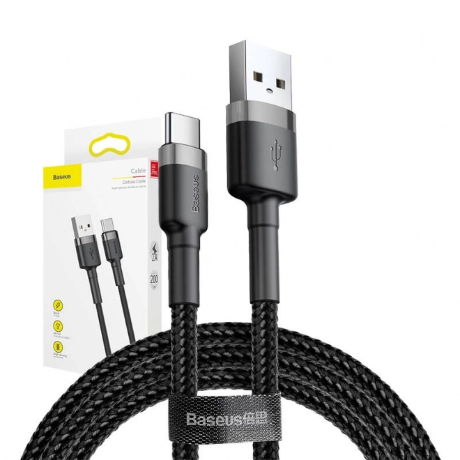 Baseus cafule szürke-fekete USB-C kábel 2m