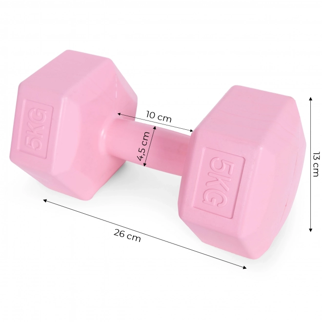 ModernHome kétkezes súlyzó készlet 2x5 kg rózsaszín