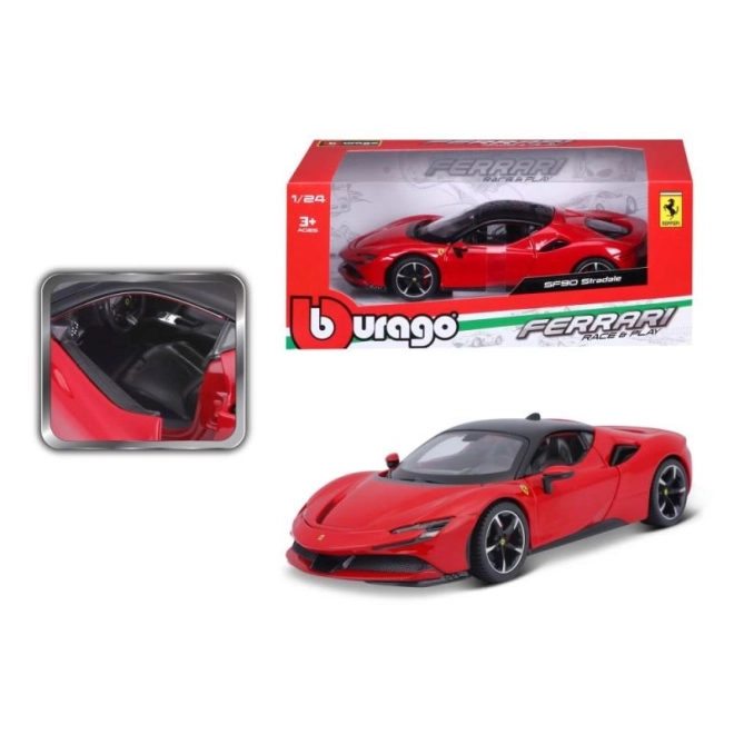 Bburago Ferrari SF90 Stradale piros autómodell 1:24