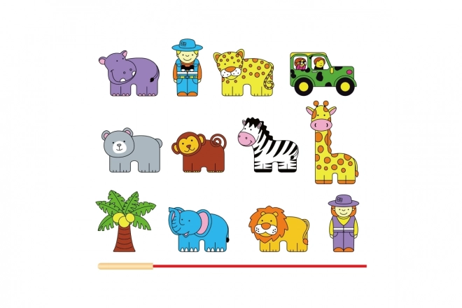 Fa átfűzős játékkockák Safari ZOO