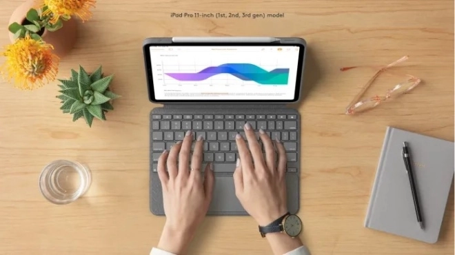 Logitech Combo Touch Billentyűzetes tok iPad Pro 12,9” 5. Generáció - Szürke