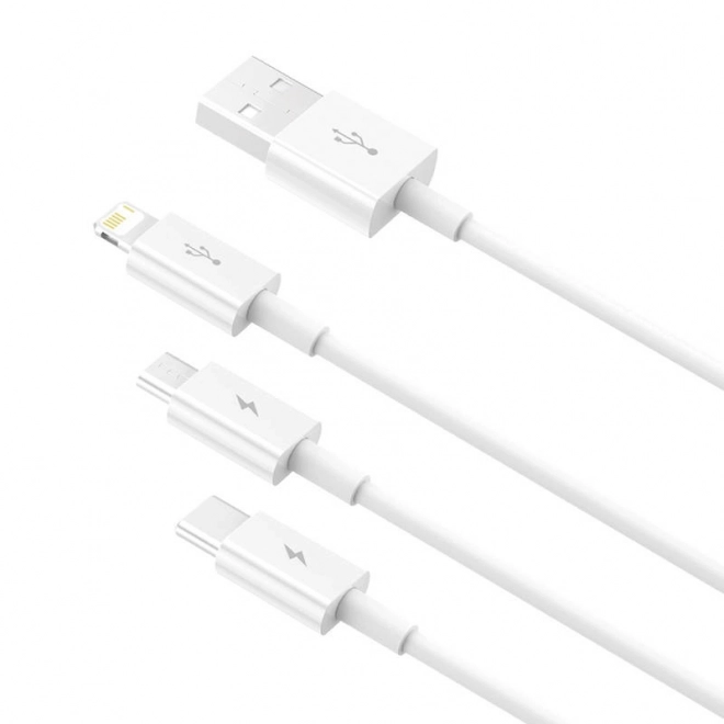 Baseus Superior Data gyors töltőkábel USB M+L+C, 0,5 m, fehér