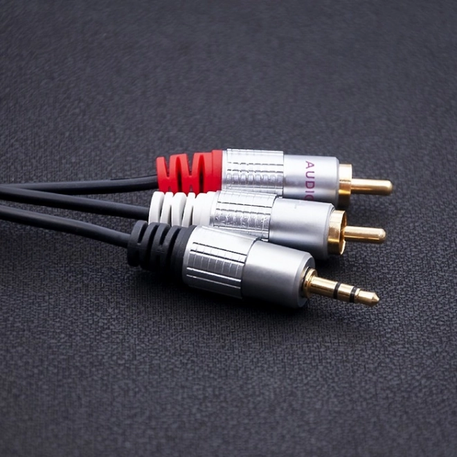 Qoltec audio kábel 2xRCA - 3.5mm jack, 3m - fekete