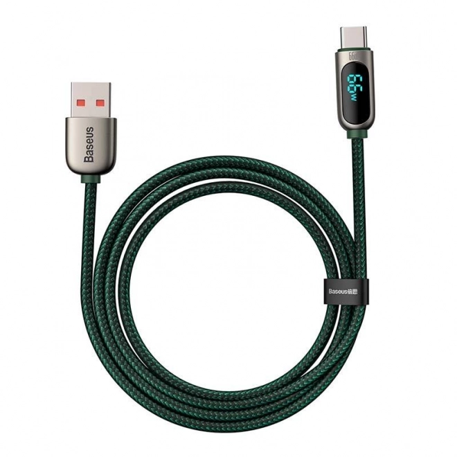 Baseus kábel kijelzővel USB-C típusú, 66W, 1m (zöld)