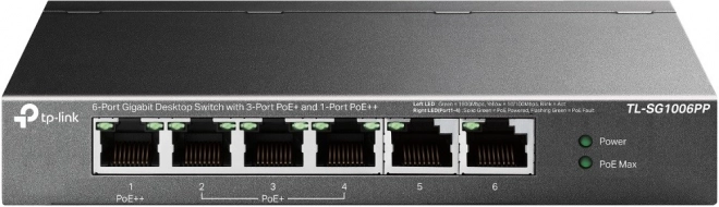 6 portos asztali PoE+ PoE++ gigabit switch