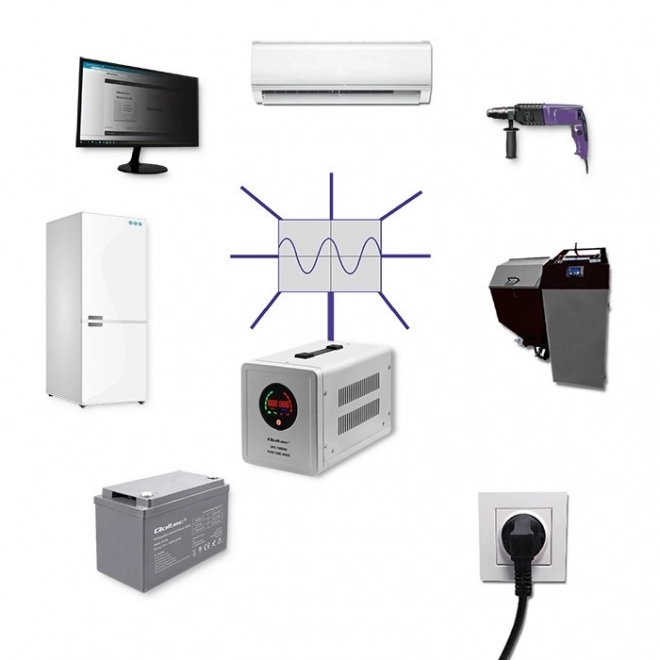 Qoltec Pure Sine Wave UPS 1000VA tartalék tápegység