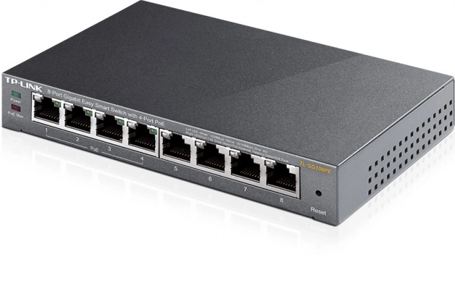 Könnyen kezelhető TP-LINK 8 portos gigabites switch, 4 PoE porttal