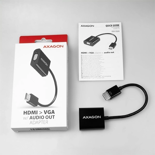 Aktív HDMI-VGA adapter aljzattal és mikro USB tápcsatlakozóval