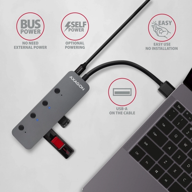 Kompakt USB elosztó Axagon 4 portos