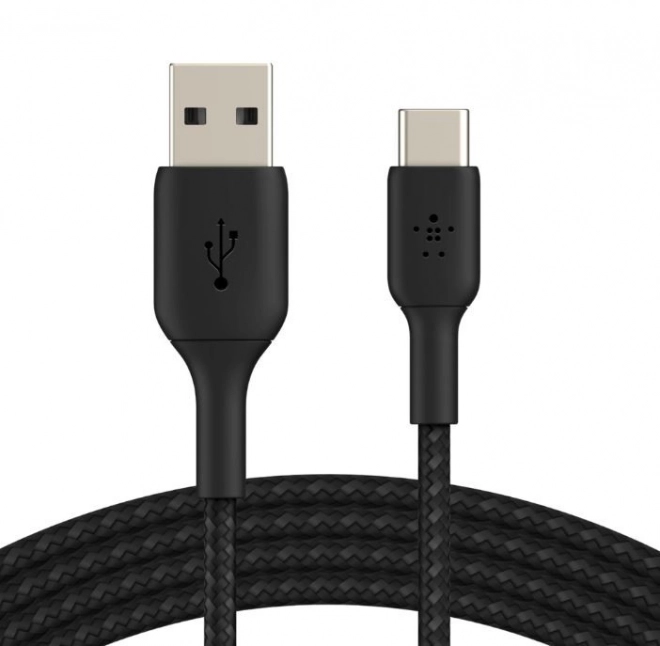 Fonott USB-C - USB-A kábel 2m fekete