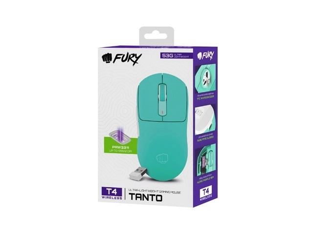 Vezeték nélküli egér Fury Tanto T4 RGB 12000 DPI mentás