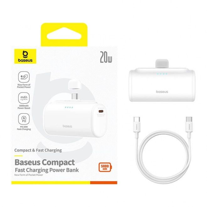 Baseus hordozható töltő 5000mAh USB-C fehér