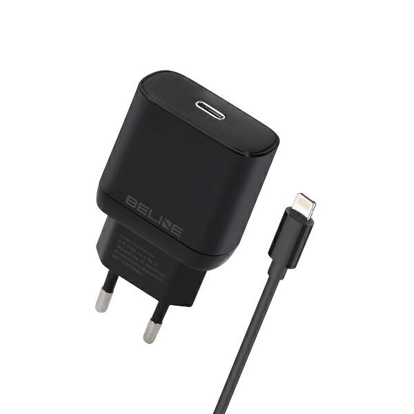 Kompakt hálózati töltő USB-C GaN 30W Lightning kábel Fekete