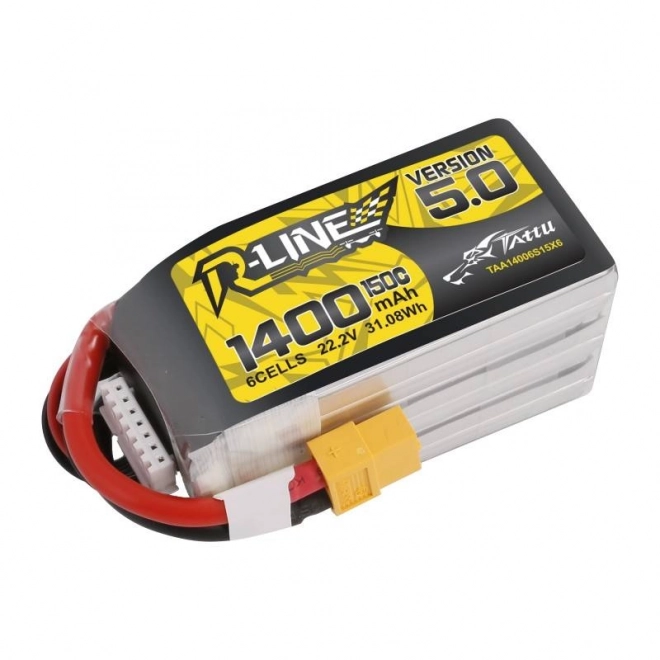 Tattu r-line lítium-polimer akkumulátor 1400mAh 22,2V 150C 6S1P XT60 csatlakozóval