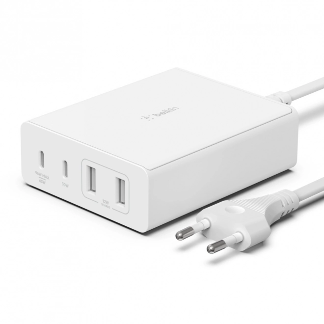 108W GaN töltő 4 porttal: 2xUSB-A és 2xUSB-C