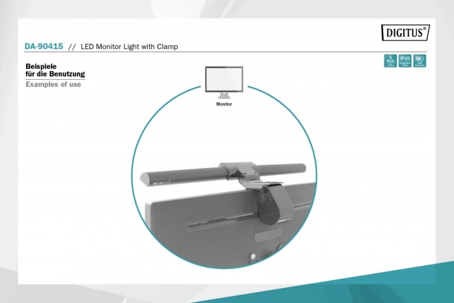 LED lámpa monitorra szorítós rögzítéssel