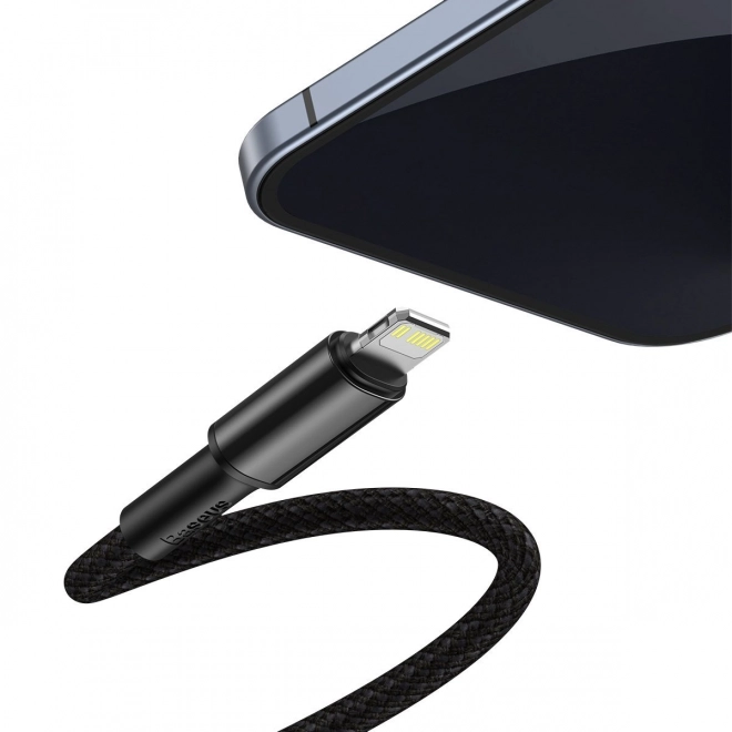 Baseus gyors töltésű, nagy sűrűségű szövött kábel USB-C - Lightning, PD 20W, 1m (fekete)