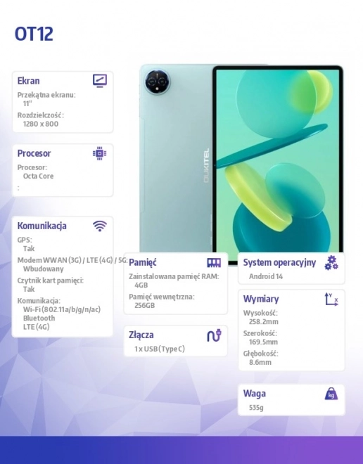 11 hüvelykes 4G táblagép 4/256GB zöld