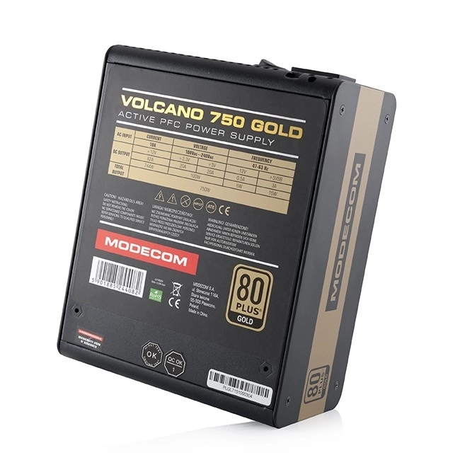 Modecom Volcano 750W Gold tápegység 120mm-es ventilátorral