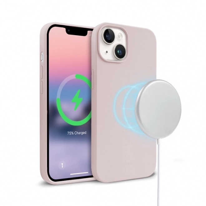 Crong koppantós mágneses tok iPhone 14 / iPhone 13-hoz - Szín: Homok rózsaszín