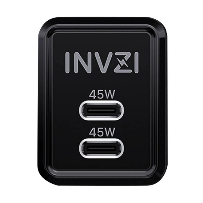 Invzi gan töltő kettős usb-c 45w fekete
