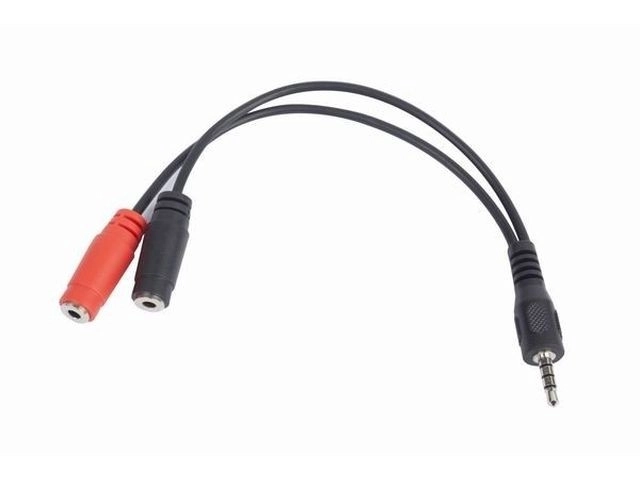 Jack mini adapter férfi 4 tűs - női 2x Jack mini, 20 cm