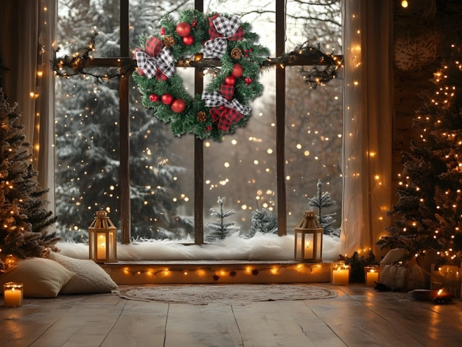 Karácsonyi díszítős girland ajtóra és falra