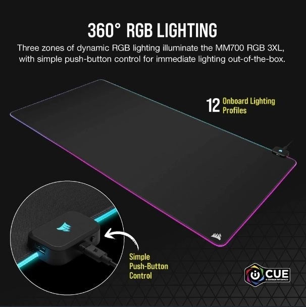 Rgb gaming egérpad XXXL világítással