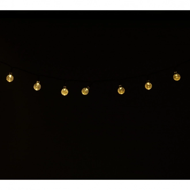 Napelemes kerti világítás gömb 7m 50LED meleg fehér