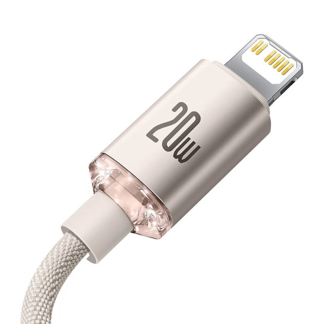 Baseus crystal shine usb-c kábel 20w, 2m (rózsaszín)