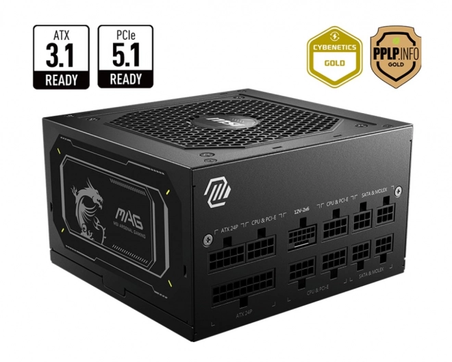 MSI MAG A850GL PCIE5 II tápegység 850 W 80 Plus Gold Teljes Moduláris