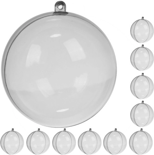 Átlátszó szétnyitható gömbök 10 cm, 10 db-os készlet RUHHY
