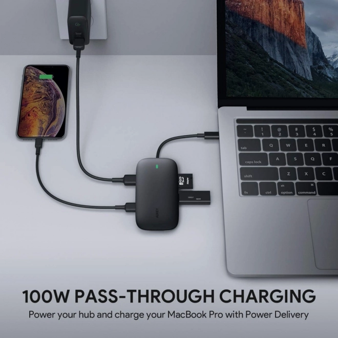 Aukey multifunkcionális alumínium USB-C HUB 8 az 1-ben