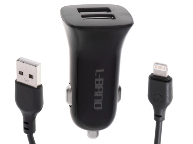 Autós gyors töltő 2.1A 2x USB + Lightning kábel