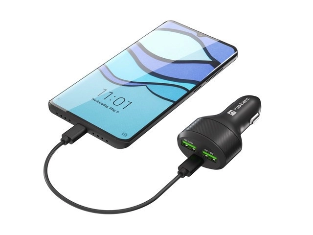 Natec autós töltő 2x USB 1x USB-C gyorstöltéssel