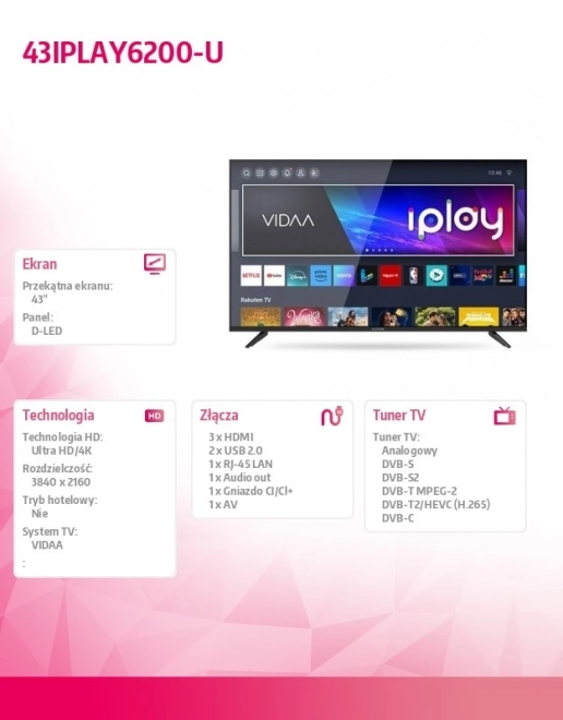 LED televízió 43 hüvelyk IPLAY