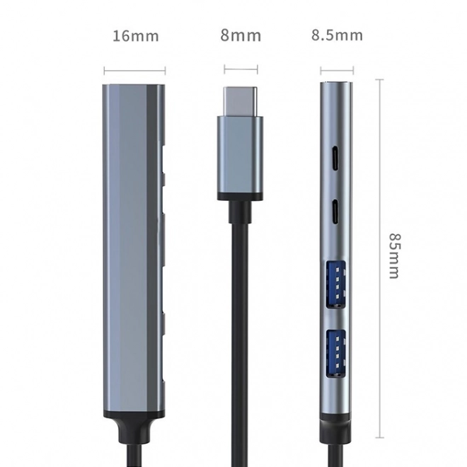 Qoltec USB-C adapter hub 5 az 1-ben