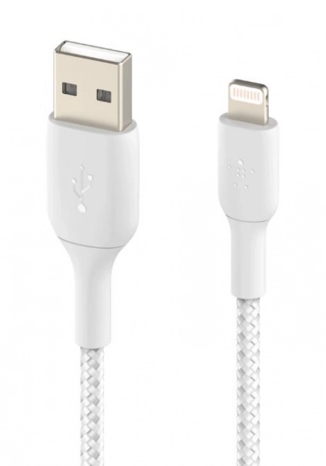 Fonott fehér USB-Lightning kábel 1m