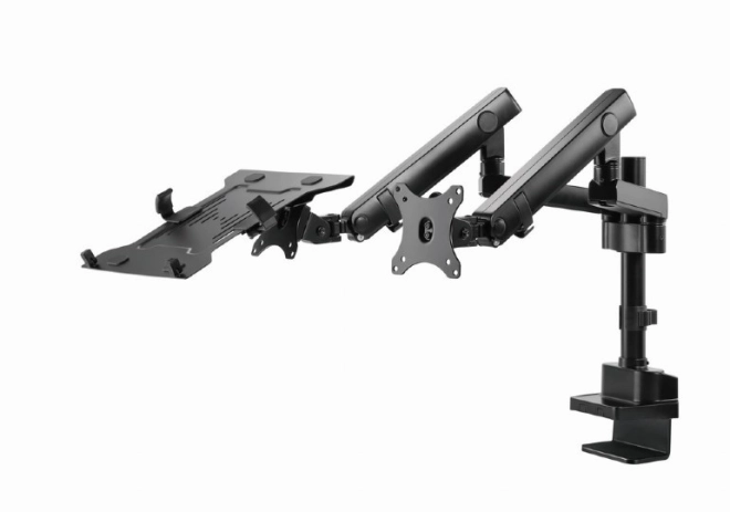 Monitor és laptop tartó állítható karokkal