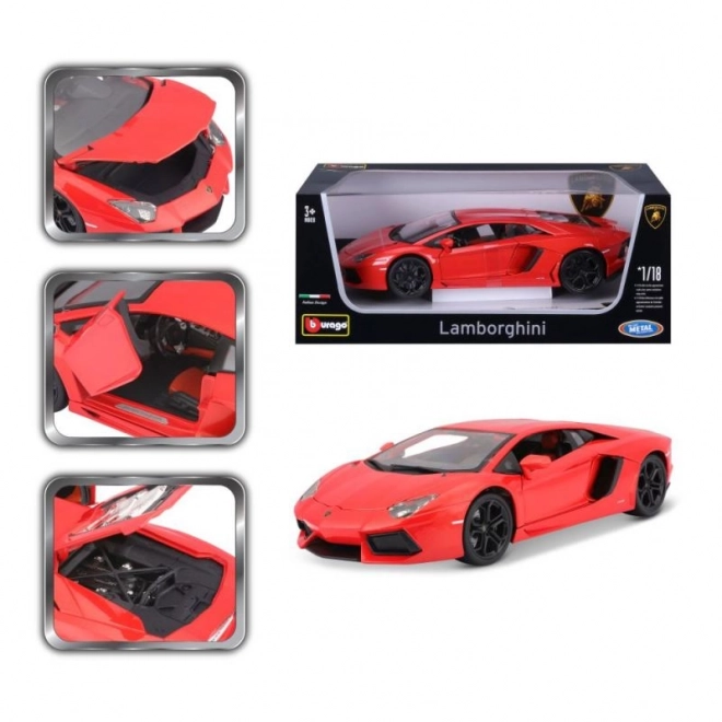 Bburago Lamborghini Aventador LP700-4 fém autó 1:18 méretarányban, narancssárga