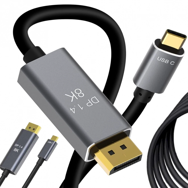 DisplayPort 1.4 és USB-C kábel 8K videó 1,8m