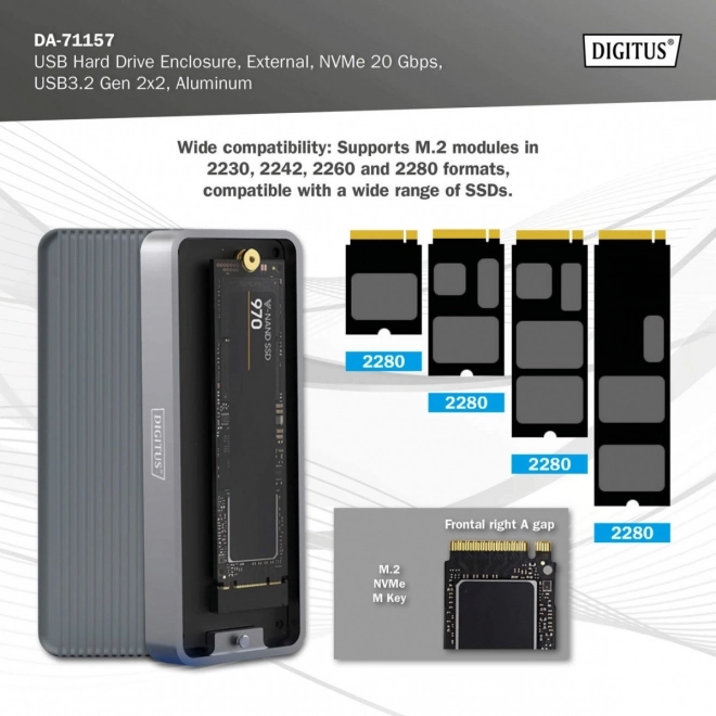 Alumínium toolless USB 3.2 Type-C SSD M.2 NVMe ház